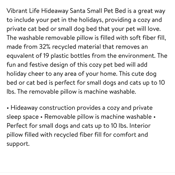 Santa Pet Bed Small Animal Cat Dog Pig Ferret and more NWT - Picture 9 of 9